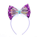 Cute Bling Kids Headband PU Sequins Big Bowknot Cheap Hairband for Children Party Festival Holiday Show Fashion Hair Accessories